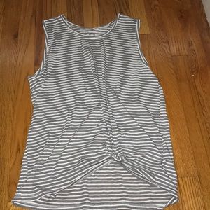Gray and White Striped Tank Top